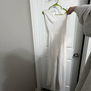 SHEIN Off-Shoulder White Jumpsuit